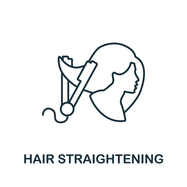 Значок выпрямления волос. Элемент линии из коллекции парикмахеров. Линейный знак Hair Straiting для веб-дизайна, инфографики и многое другое. — стоковый вектор