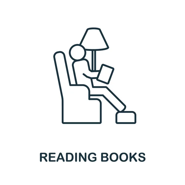 Icona dei libri di lettura. Elemento di linea della collezione home rest. Lettura lineare Libri icona segno per il web design, infografica e altro ancora. — Vettoriale Stock