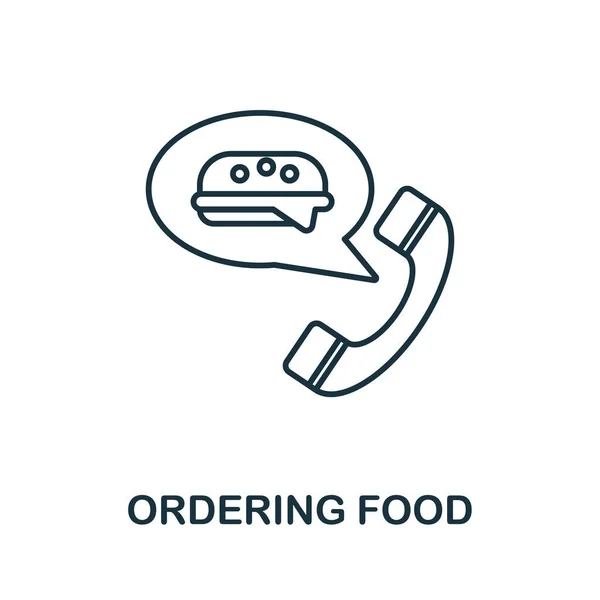 Yemek ikonu sipariş ediyorum. Ev istirahatı koleksiyonundan satır elemanı. Web tasarımı, bilgi grafikleri ve daha fazlası için doğrusal sipariş yiyecek simgesi işareti. — Stok Vektör