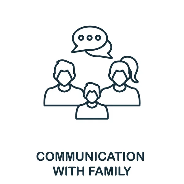 การสื่อสารกับไอคอนครอบครัว องค์ประกอบของบรรทัดจากคอลเลกชันส่วนที่เหลือที่บ้าน การสื่อสารเชิงเส้นที่มีสัญลักษณ์ไอคอนของครอบครัวสําหรับการออกแบบเว็บ, infographics และอื่น ๆ . — ภาพเวกเตอร์สต็อก