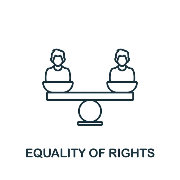 Icona dell'uguaglianza dei diritti. Elemento di linea della collezione dei diritti umani. Linear Equality Of Rights segno icona per il web design, infografica e altro ancora. — Vettoriale Stock