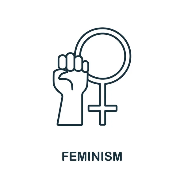 Ikon feminisme. Elemen garis dari koleksi hak asasi manusia. Tanda ikon Feminisme Linear untuk desain web, infografis, dan banyak lagi. - Stok Vektor