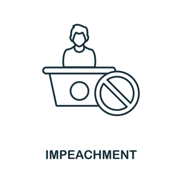 Icoana de punere sub acuzare. Elementul de linie din colecția drepturilor omului. Linear Impeachment icon semn pentru web design, infografică și multe altele. — Vector de stoc