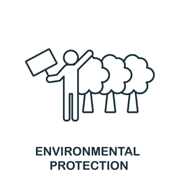 Icono de protección ambiental. Elemento de línea de la colección de derechos humanos. Signo de icono de protección ambiental lineal para diseño web, infografías y más. — Vector de stock