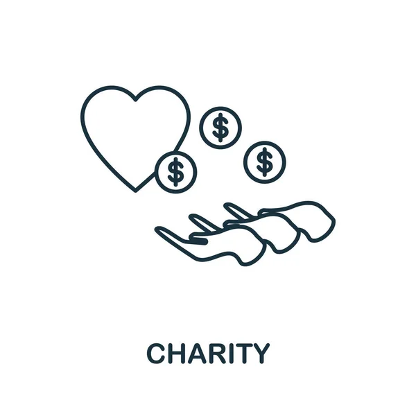Charity icon. Line element from human rights collection. Linear Charity icon sign for web design, infographics and more. — Stock Vector