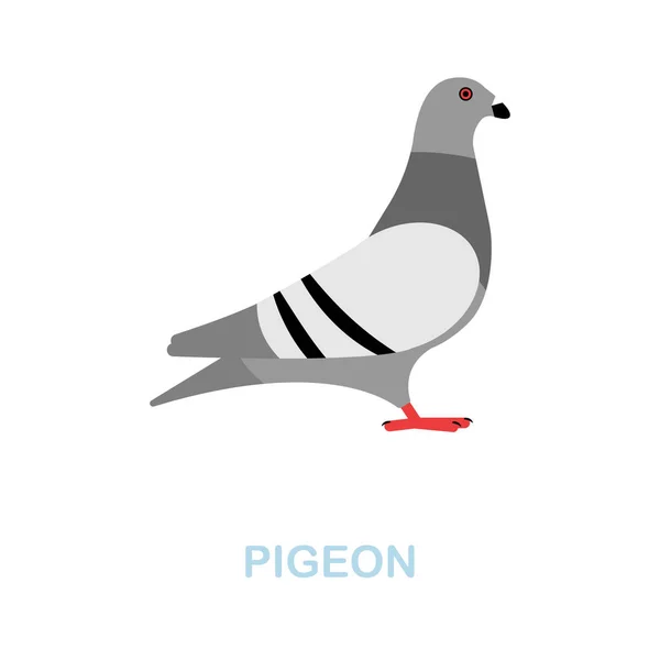 Icône plate de pigeon. Signe d'élément coloré de la collection d'animaux sauvages. Signe d'icône de pigeon plat pour la conception Web, infographies et plus. — Image vectorielle