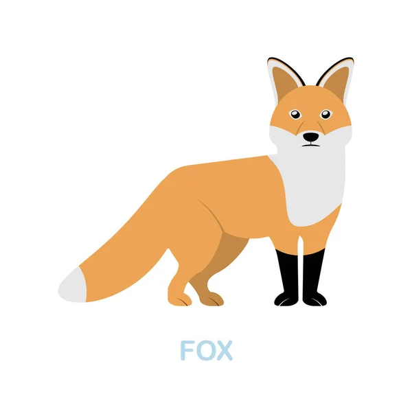 Fox flache Ikone. Farbige Elementzeichen aus der Wildsammlung. Flat Fox Icon Sign für Webdesign, Infografik und mehr. — Stockvektor