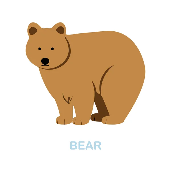 像个扁平的图标彩色元素符号来自于野生动物的集合。平面熊图标标志，用于网页设计、信息图形等. — 图库矢量图片