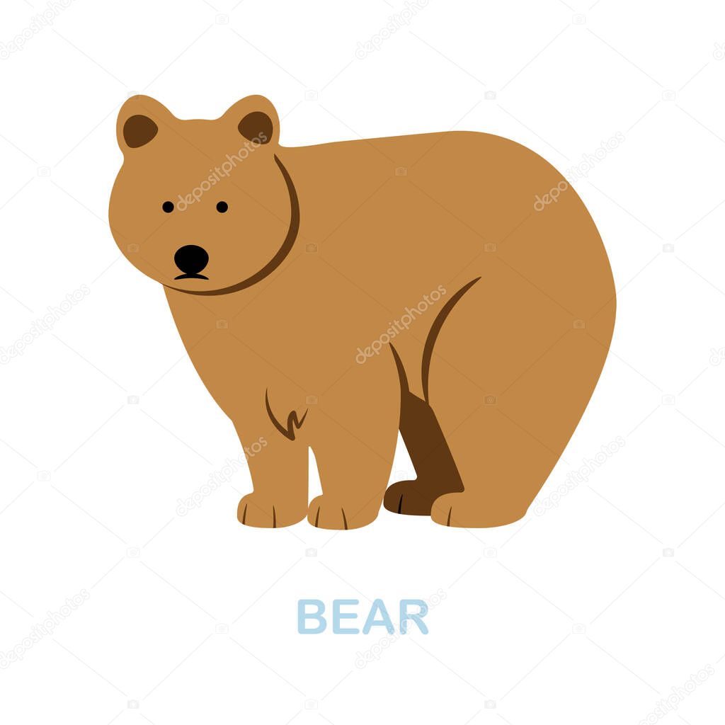 Bear flat icon. Simple colors elements from wild animals collection. Flat Bear icon for graphics, wed design and more.