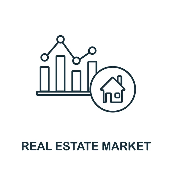 房地产市场图标。线路要素来自市场经济的收集.线形房地产市场图标标志，用于网页设计、信息图表等. — 图库矢量图片
