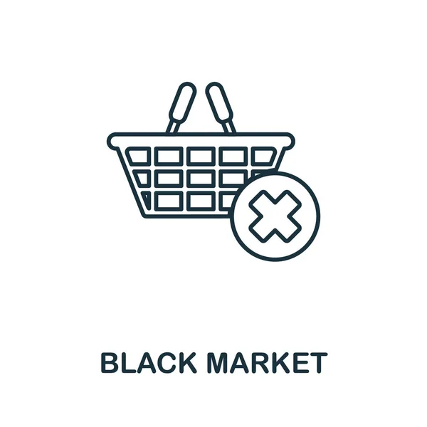 블랙 마켓 아이콘. 시장 경제 컬렉션의 라인 요소. 블랙 마켓 아이콘을 연결하는 웹 디자인, 인포 그래픽등. — 스톡 벡터