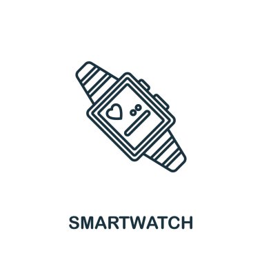 Zeka simgesi. İnternet teknolojisi koleksiyonundan satır elemanı. Web tasarımı, bilgi grafikleri ve daha fazlası için doğrusal Smartwatch simgesi simgesi.