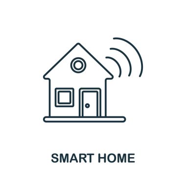 Akıllı Ev ikonu. İnternet teknolojisi koleksiyonundan satır elemanı. Web tasarımı, bilgi grafikleri ve daha fazlası için doğrusal Smart Home simgesi işareti.