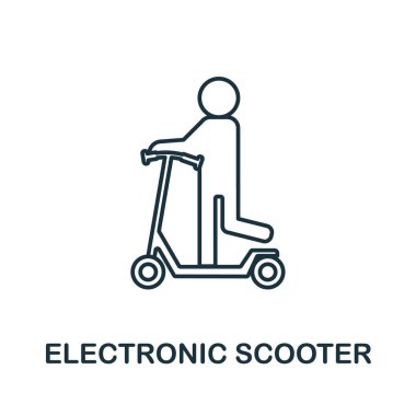 Elektronik Scooter ikonu. Büyük şehir yaşamı koleksiyonundan bir çizgi unsuru. Web tasarımı, bilgi grafikleri ve daha fazlası için doğrusal Elektronik Scooter simgesi işareti.