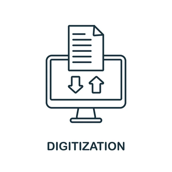 Ikone der Digitalisierung. Linienelement aus der Industrie 4.0 Kollektion. Lineare Digitalisierungssymbole für Webdesign, Infografiken und mehr. — Stockvektor
