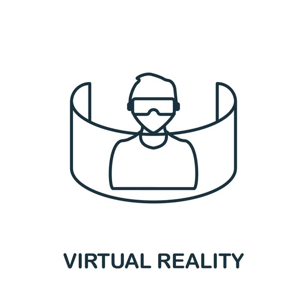 Icono de realidad virtual. Elemento de línea de la colección de tecnología de Internet. Signo de icono de realidad virtual lineal para diseño web, infografías y más. — Vector de stock