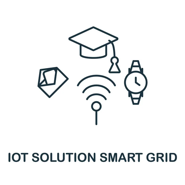 Icono de Smart Grid. Elemento de línea de la colección de soluciones iot. Signo de icono de cuadrícula inteligente lineal para diseño web, infografías y más. — Vector de stock