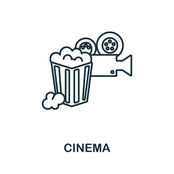 Icono de cine. Elemento de línea de gran colección de vida de la ciudad. Signo de icono de cine lineal para diseño web, infografías y más. — Vector de stock