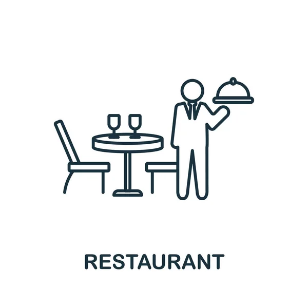 Значок ресторана. Элемент линии из коллекции городской жизни. Значок Linear Restaurant для веб-дизайна, инфографики и многое другое. — стоковый вектор