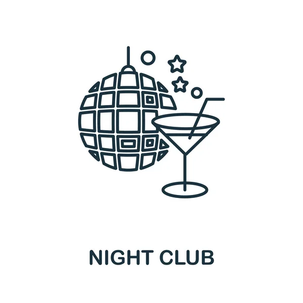 Nachtclub-Ikone. Linienelement aus der Sammlung Großstadtleben. Linear Night Club Symbolschild für Webdesign, Infografiken und mehr. — Stockvektor