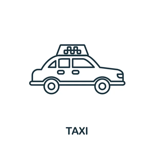 Icona del taxi. Elemento di linea della collezione big city life. Linear Taxi icona segno per il web design, infografica e altro ancora. — Vettoriale Stock