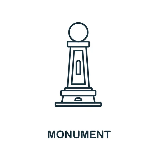 Значок памятника. Элемент линии из коллекции городской жизни. Значок Linear Monument для веб-дизайна, инфографики и многое другое. — стоковый вектор