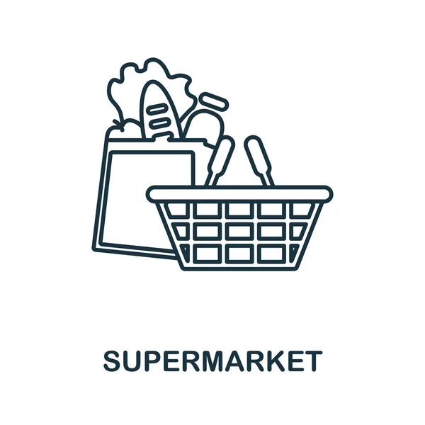 Stormarknadsikonen. Linjeelement från storstadslivets samling. Linjär Supermarket ikon tecken för webbdesign, infografik och mer. — Stock vektor