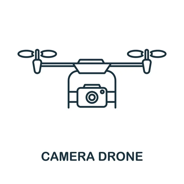 Icono de Drone de cámara. Elemento de línea de la colección de tecnología de Internet. Signo de icono de Drone de cámara lineal para diseño web, infografías y más. Gráficos vectoriales