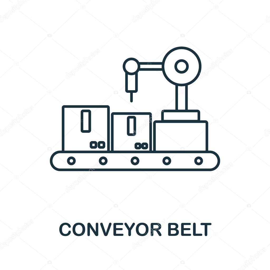 Conveyor Belt icon. Line element from machinery collection. Linear Conveyor Belt icon sign for web design, infographics and more.