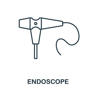 Endoskop simgesi. Tıbbi ekipman koleksiyonundan sıra elemanı. Web tasarımı, bilgi grafikleri ve daha fazlası için doğrusal Endoskop simgesi işareti.