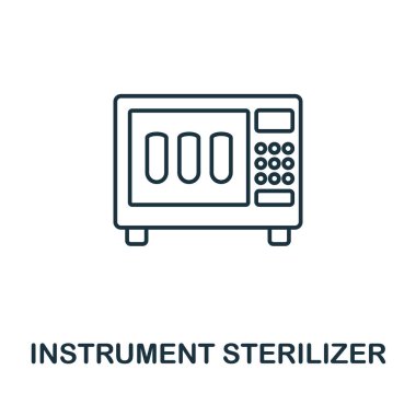Alet Sterilizatör ikonu. Tıbbi ekipman koleksiyonundan sıra elemanı. Web tasarımı, bilgi grafikleri ve daha fazlası için doğrusal Instrument Sterilizer simgesi işareti.