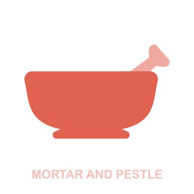 Martar ve Pestle düz ikonu. Spa terapi koleksiyonundan renkli bir işaret. Web tasarımı, bilgi grafikleri ve daha fazlası için Düz Martar ve Pestle simgesi simgesi.