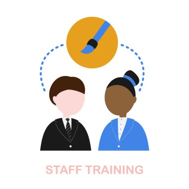 Personel Eğitimi düz simgesi. Çevrimiçi eğitim koleksiyonundan renkli unsur işareti. Web tasarımı, bilgi grafikleri ve daha fazlası için Düz Personel Eğitim simgesi simgesi.