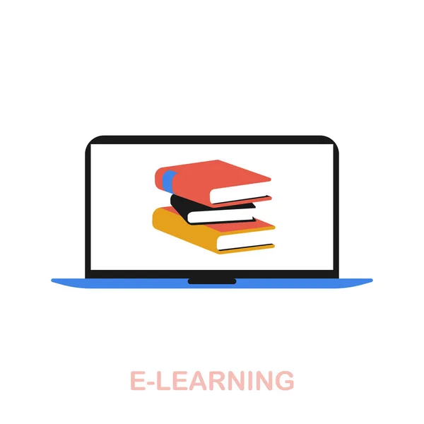 E-Learning flat icon. Farbiges Elementschild aus der Online-Bildungssammlung. Flaches E-Learning-Symbol für Webdesign, Infografiken und mehr. — Stockvektor