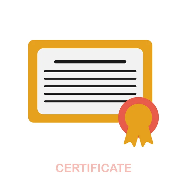 Certificado ícone plano. Elemento colorido sinal da coleção de educação on-line. Sinal de ícone de certificado plano para web design, infográficos e muito mais. — Vetor de Stock