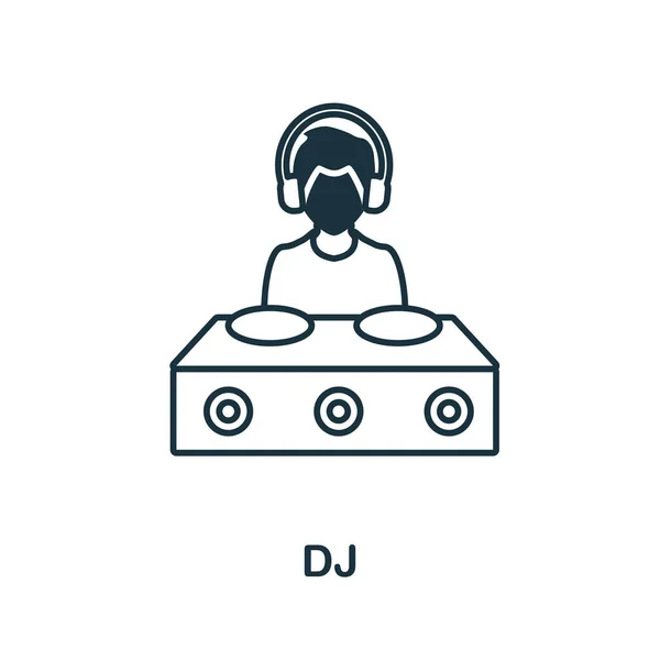 DJ icoon. Lijn element uit party icon collectie. Lineair Dj pictogram teken voor web design, infographics en meer. — Stockvector