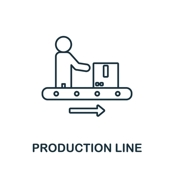 Icono de línea de producción. Elemento de línea de la colección de gestión de producción. Signo de icono de línea de producción lineal para diseño web, infografías y más. — Archivo Imágenes Vectoriales
