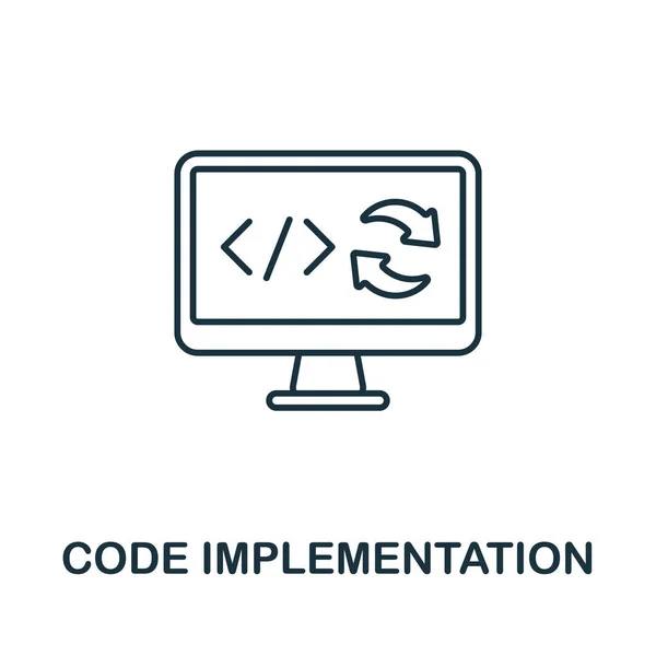 Icono de implementación de código. Elemento de línea de la colección de gestión de producción. Signo de icono de implementación de código lineal para diseño web, infografías y más. — Archivo Imágenes Vectoriales