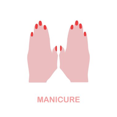Manikür düz simge. Güzellik salonu koleksiyonundan renkli bir işaret. Web tasarımı, bilgi grafikleri ve daha fazlası için Düz Manikür simgesi işareti.