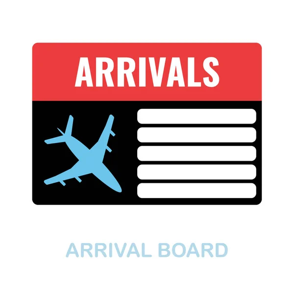 경쟁사 보드 플랫 아이콘. 공항 컬렉션의 컬러 사인이야. ( 영어 ) Flat Arrival Board icon sign for web design, infographics and more. — 스톡 벡터