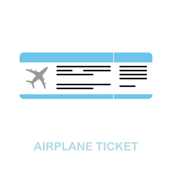 Ícone plano do bilhete de avião. Elemento colorido sinal da coleção do aeroporto. Sinal de ícone de bilhete de avião plano para web design, infográficos e muito mais. — Vetor de Stock
