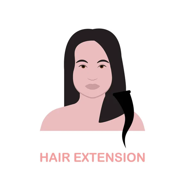 Επίπεδη εικόνα επέκτασης μαλλιών. Χρωματιστά στοιχείο σημάδι από τη συλλογή σαλόνι ομορφιάς. Επίπεδη Hair Extension σύμβολο για το σχεδιασμό web, infographics και περισσότερα. — Διανυσματικό Αρχείο