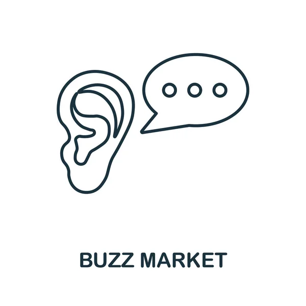 Ikona Buzz Market. Prvek řádku ze sbírky vývoje projektu. Lineární Buzz trhu ikona znamení pro web design, infographics a další. — Stockový vektor