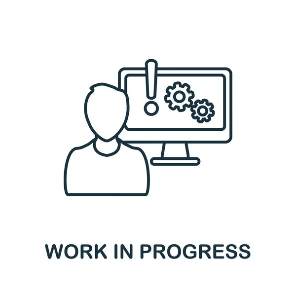 Munka a Progress ikonon. Vonalelem a projektfejlesztési gyűjteményből. Lineáris munka in Progress ikon jel web design, infografika és így tovább. — Stock Vector