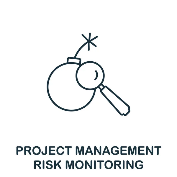 Icona di monitoraggio del rischio. Elemento di linea dalla collezione di project management. Segno icona Linear Risk Monitoring per web design, infografica e altro ancora. — Vettoriale Stock
