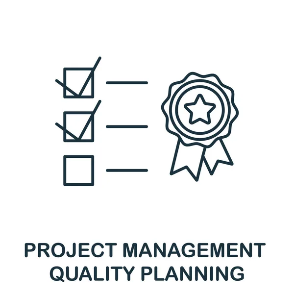 Icona della pianificazione della qualità. Elemento di linea dalla collezione di project management. Icona Linear Quality Planning segno per web design, infografica e altro ancora. — Vettoriale Stock