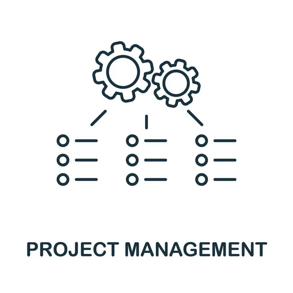 Icono de gestión de proyectos. Elemento de línea de la colección de gestión de proyectos. Signo de icono de gestión de proyectos lineales para diseño web, infografías y más. — Archivo Imágenes Vectoriales