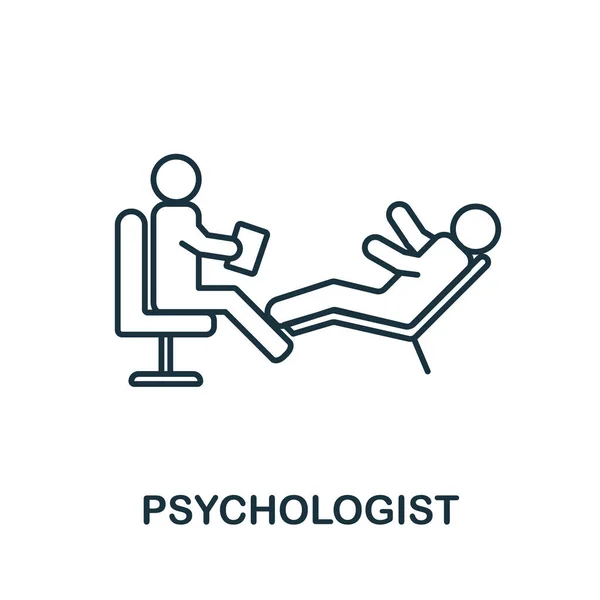 Psychologen-Ikone Zeilenelement aus der Sammlung der Psychotherapie. Lineare Psychologen-Symbole für Webdesign, Infografiken und mehr. — Stockvektor