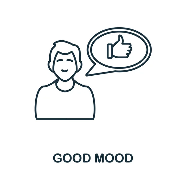 Bonne humeur icône. Élément de ligne de la collection psychothérapie. Signe d'icône linéaire Good Mood pour la conception Web, l'infographie et plus encore. — Image vectorielle