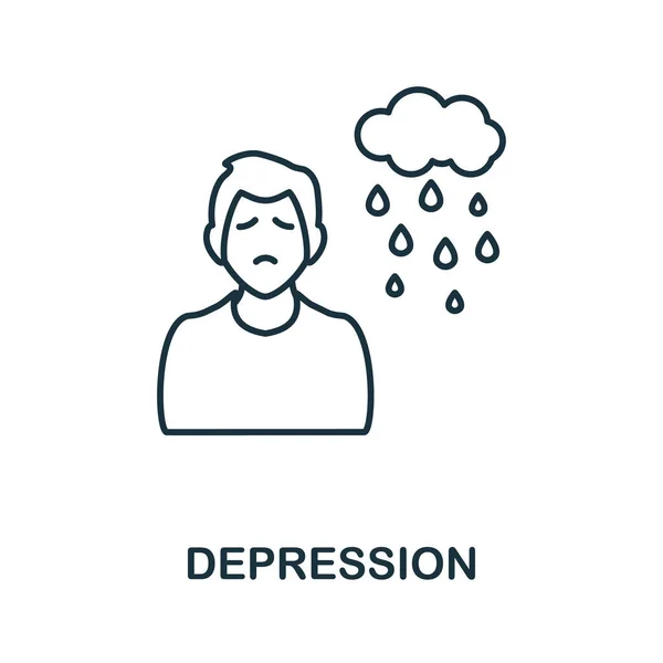 Depresyon ikonu. Psikoterapi koleksiyonundan satır elemanı. Web tasarımı, bilgi grafikleri ve daha fazlası için doğrusal Depresyon simgesi işareti. — Stok Vektör